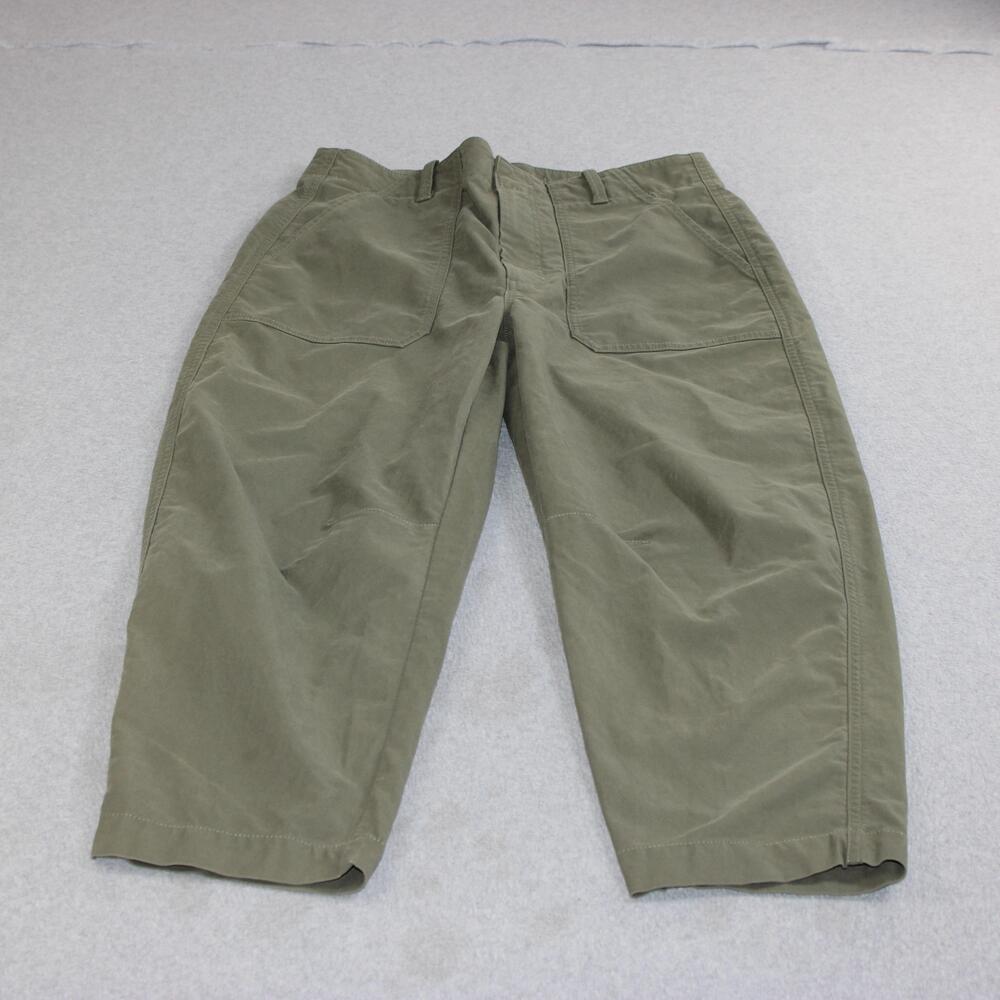 Banana Republic Pants Women 12 Green Barrel Leg Stretch Chino Cropped Ankle
